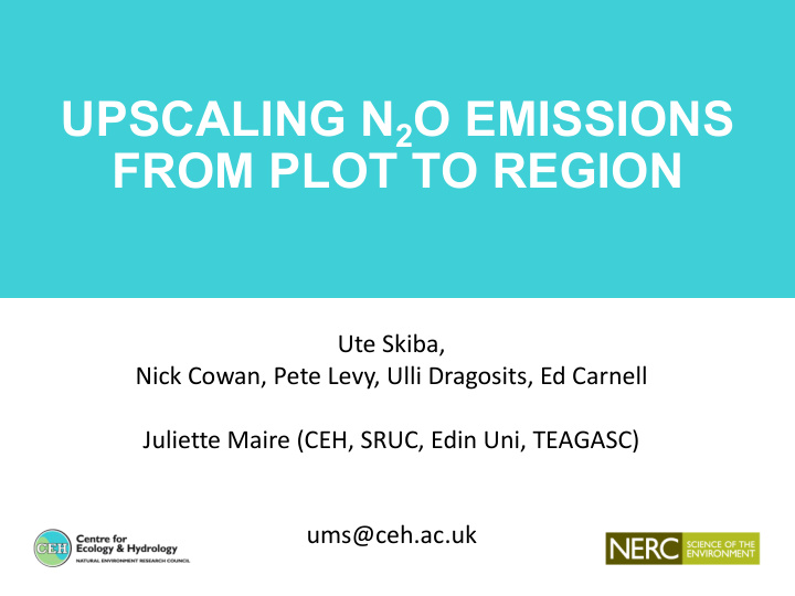 upscaling n 2 o emissions from plot to region