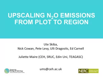 UPSCALING N 2 O EMISSIONS  FROM PLOT TO REGION  Ute Skiba,  Nick Cowan, Pete Levy, Ulli Dragosits,