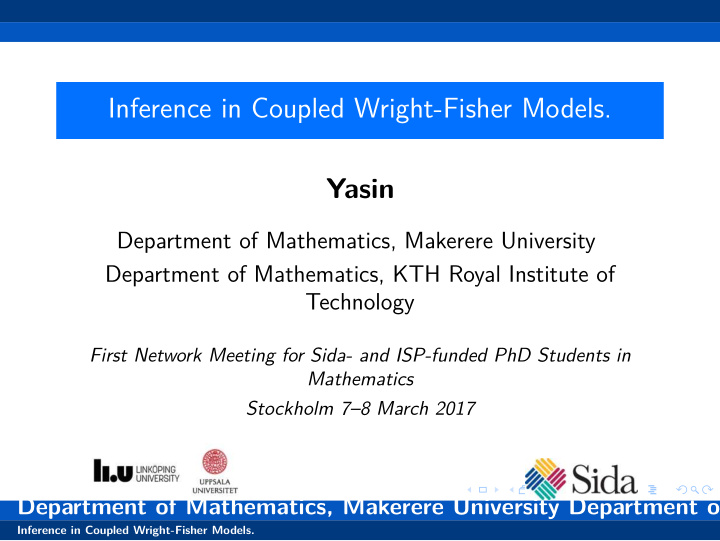 inference in coupled wright fisher models yasin
