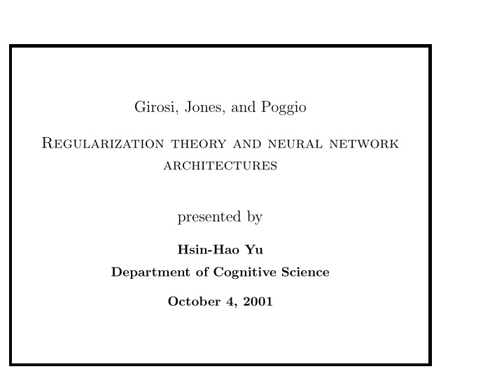 girosi jones and poggio regularization theory and neural