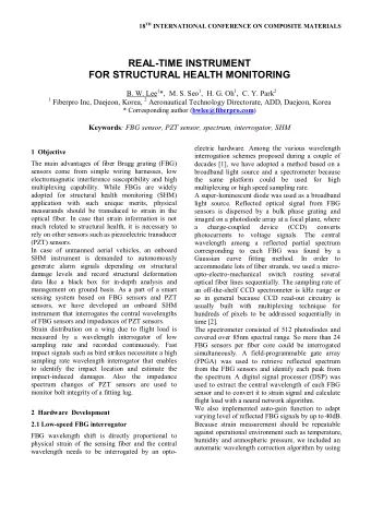REAL-TIME INSTRUMENT  FOR STRUCTURAL HEALTH MONITORING B. W. Lee 1 *,  M. S. Seo 1 , H. G. Oh 1 ,