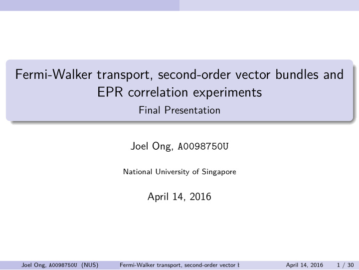 fermi walker transport second order vector bundles and