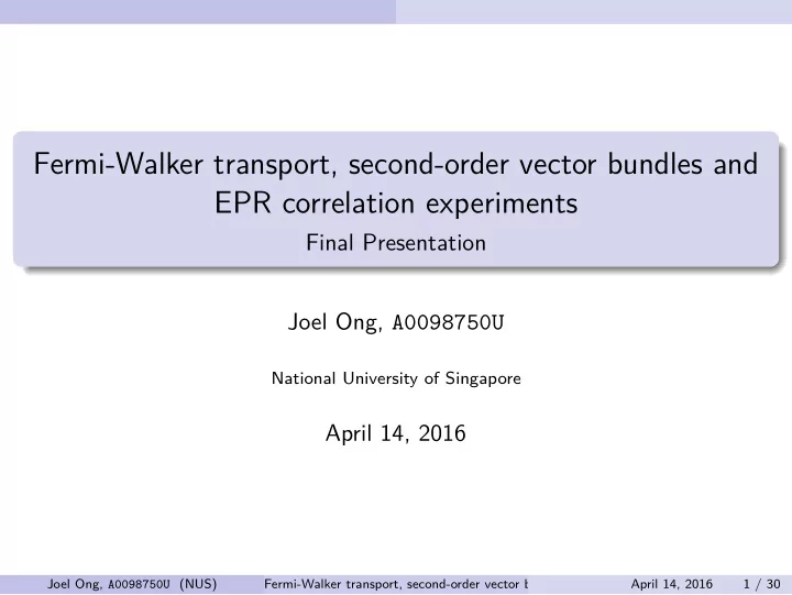 fermi walker transport second order vector bundles and