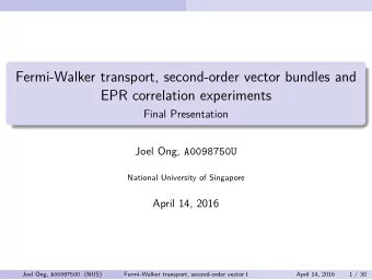 Fermi-Walker transport, second-order vector bundles and  EPR correlation experiments  Final