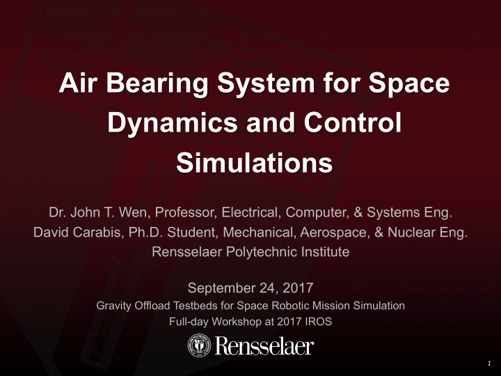 air bearing system for space dynamics and control