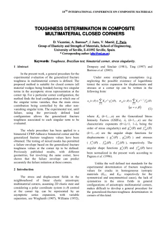TOUGHNESS DETERMINATION IN COMPOSITE  TOUGHNESS DETERMINATION IN COMPOSITE  MULTIMATERIAL CLOSED
