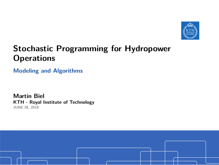 stochastic programming for hydropower operations