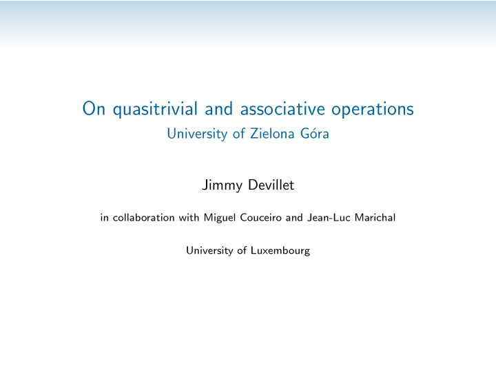 on quasitrivial and associative operations