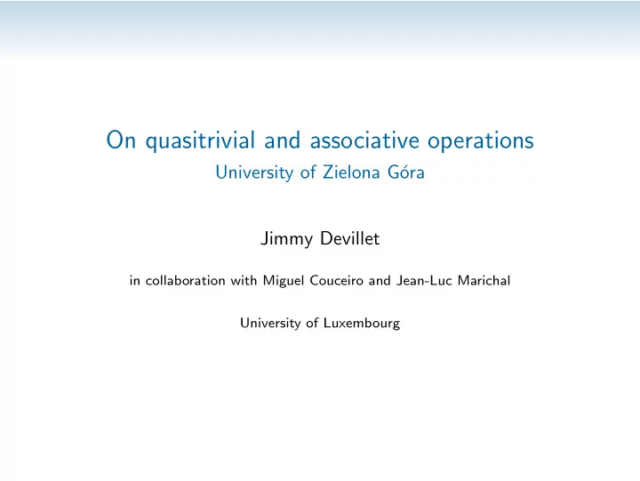 on quasitrivial and associative operations