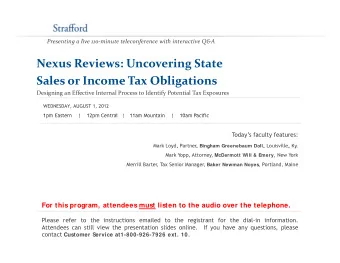 Nexus Reviews: Uncovering State Sales or Income Tax Obligations Sales or Income Tax Obligations
