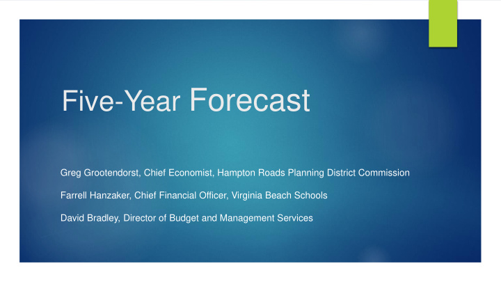 five year forecast