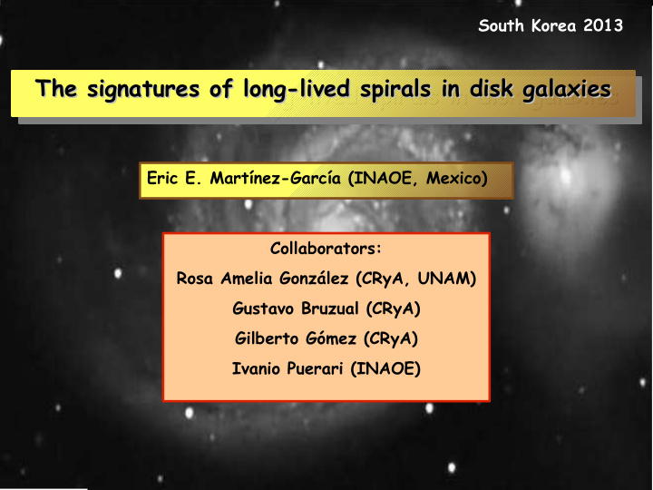 the signatures of long lived spirals in disk galaxies the