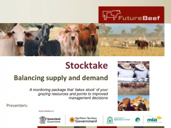 Stocktake  Balancing supply and demand  A monitoring package that takes stock of your