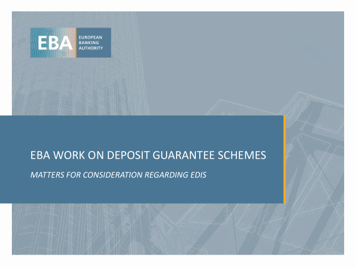 eba work on deposit guarantee schemes