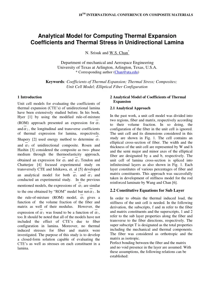 analytical model for computing thermal expansion