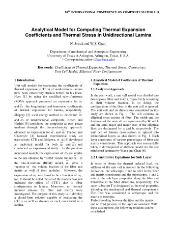 Analytical Model for Computing Thermal Expansion  Coefficients and Thermal Stress in Unidirectional