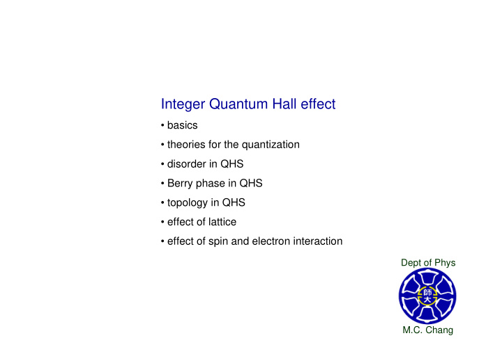 integer quantum hall effect