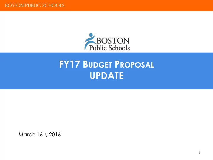 fy17 b udget p roposal