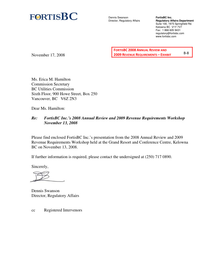 regulatory fortisbc com fortisbc com f ortis bc 2008 a