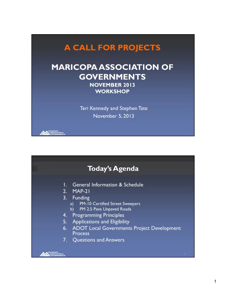 a call for projects maricopa association of governments