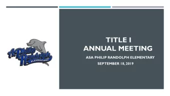 TITLE I  ANNUAL MEETING  ASA PHILIP RANDOLPH ELEMENTARY  SEPTEMBER 18, 2019  WHAT IS TITLE I?