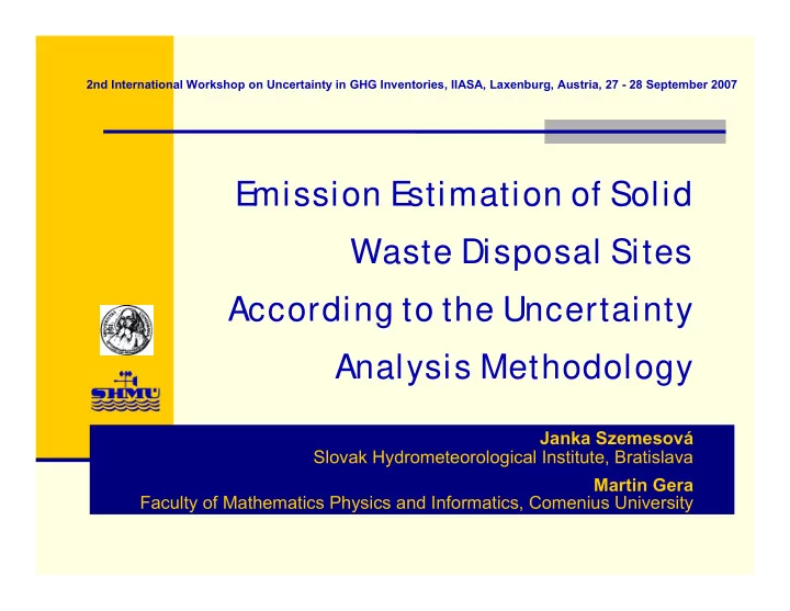 e mission e stimation of solid waste disposal sites