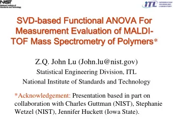 SVD-  -based Functional ANOVA For  based Functional ANOVA For  SVD  Measurement Evaluation of