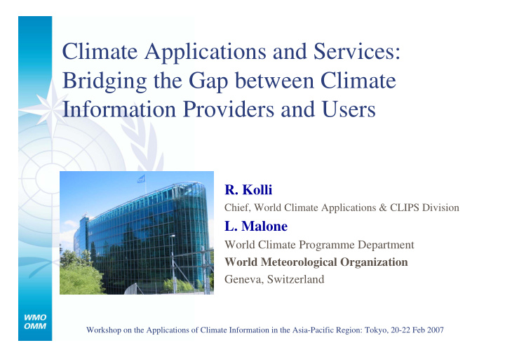 climate applications and services bridging the gap