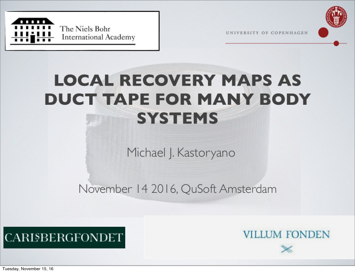 local recovery maps as duct tape for many body systems