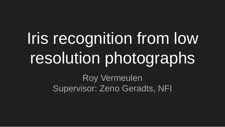 iris recognition from low resolution photographs