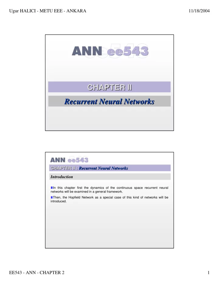 chapter ii i chapter i recurrent neural networks