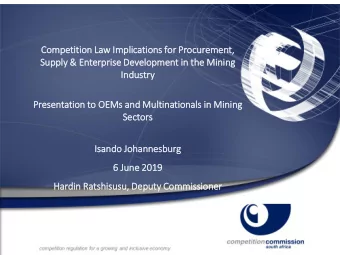 Com  ompetit  itio  ion Law Im  Impl  plicatio  ions for  or Proc  ocurement,  Sup  upply  ly &amp;