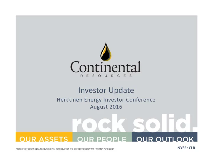 investor update