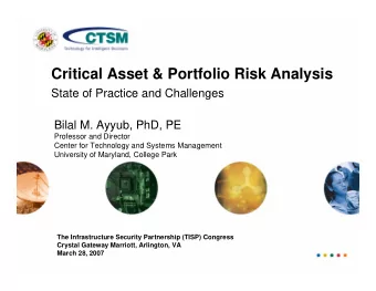Critical Asset &amp; Portfolio Risk Analysis  State of Practice and Challenges  Bilal M. Ayyub,