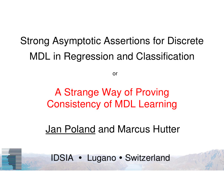 strong asymptotic assertions for discrete mdl in