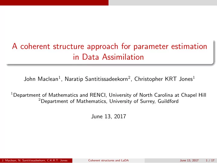 a coherent structure approach for parameter estimation in