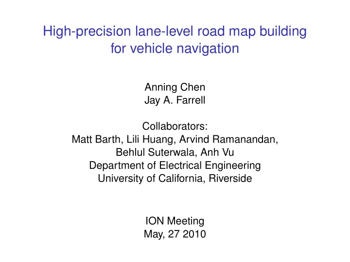 high precision lane level road map building for vehicle