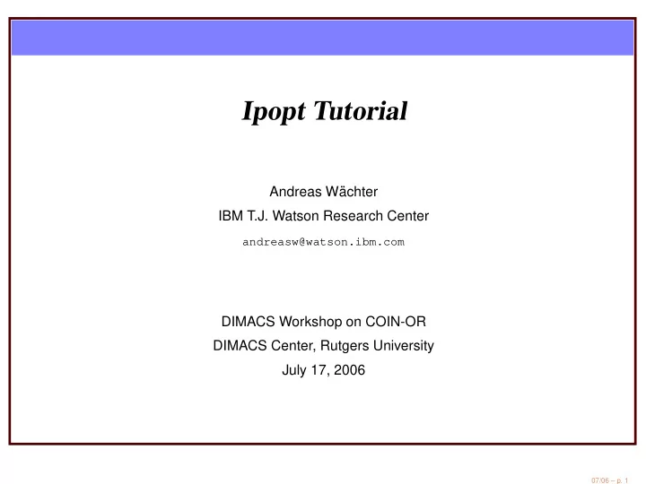 ipopt tutorial