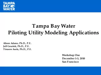 Tampa Bay Water  Piloting Utility Modeling Applications  Alison Adams, Ph.D., P.E.  Jeff Geurink,