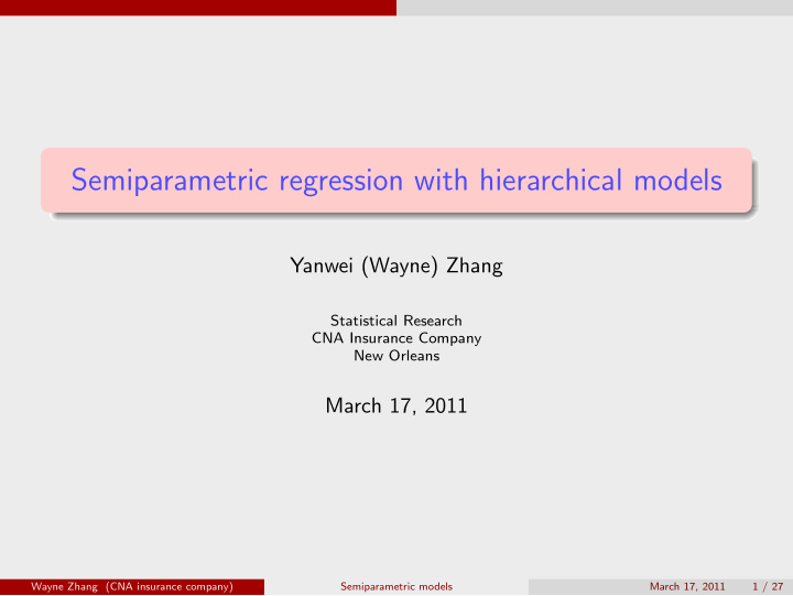 semiparametric regression with hierarchical models
