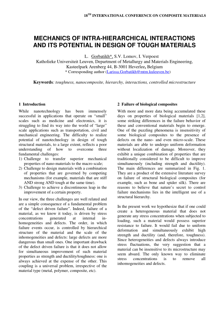 mechanics of intra hierarchical interactions and its