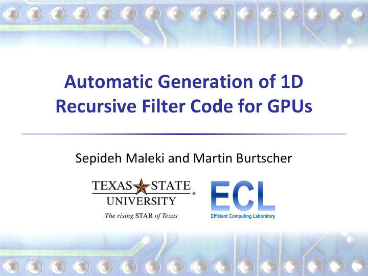 recursive filter code for gpus