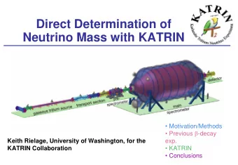 Direct Determination of  Neutrino Mass with KATRIN   Motivation/Methods  Previous  -decay
