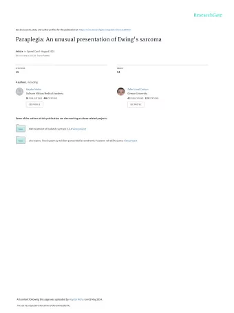 Paraplegia: An unusual presentation of Ewing's sarcoma Article in Spinal Cord  August 2002  DOI: