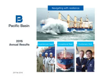 29 Feb 2016 2015 Annual Results  Highlights  2015  2014  US$82m  EBITDA  US$88m  Operating Cash