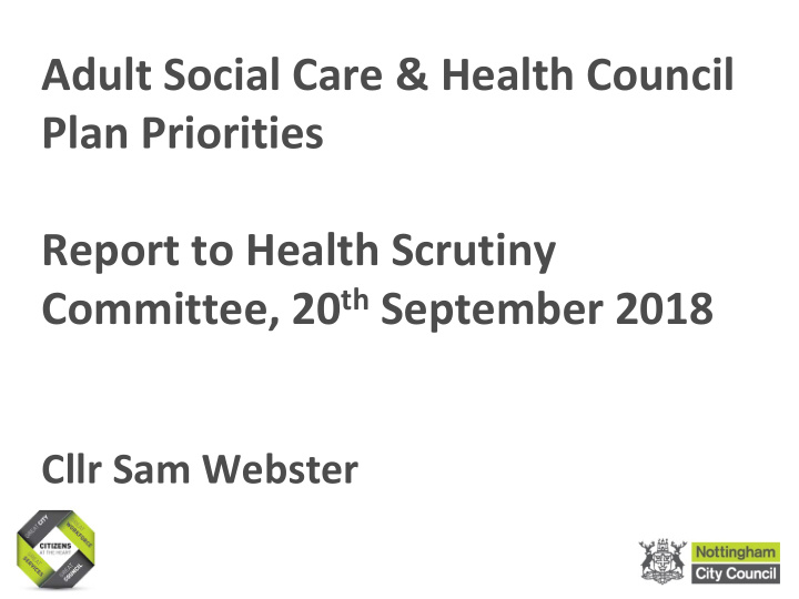 adult social care health council plan priorities report