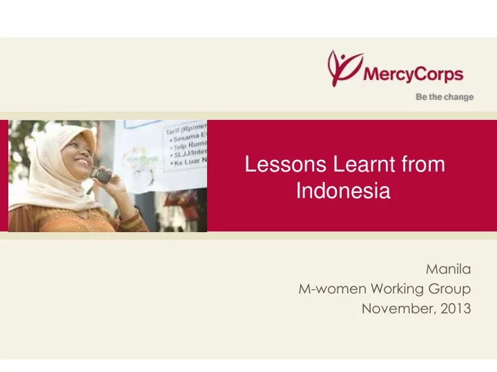 lessons learnt from