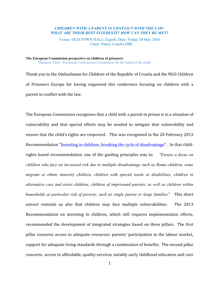the european commission perspective on children of