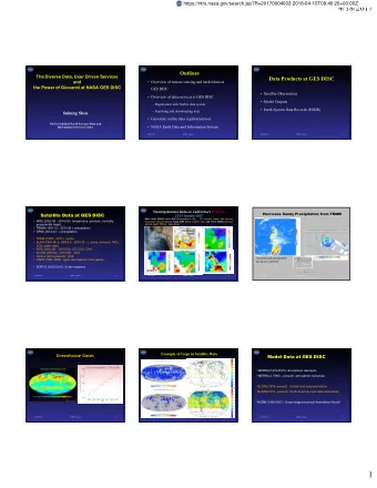 4/18/2017  Outlines  The Diverse Data, User Driven Services  Data Products at GES DISC  and