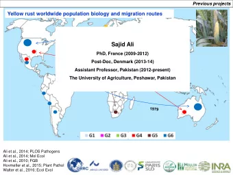 Sajid Ali  PhD, France (2009-2012)  Post-Doc, Denmark (2013-14)  Assistant Professor, Pakistan